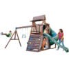 KidKraft Ranger Retreat Wooden Swing Set with Tent, Tube Slide and 3 Swings, Outdoor Playset for Kids Ages 3 to 10, Rock Wall Climbing, Crow’s Nest and Acrobar, Durable Wood...