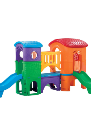 Step2 Clubhouse Climber (Brights) Outdoor Playset for Kids 2–6, Dual Slides, Climbing Ladder, Crawl Tunnel & Look-Out Tower, Play Sets & Playground Equipment
