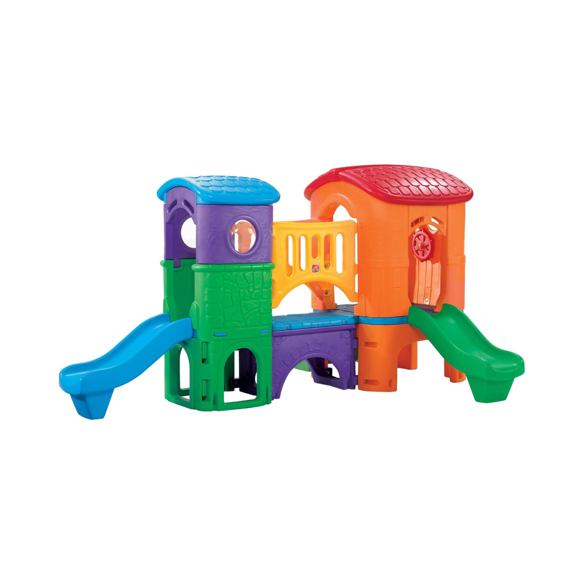 Step2 Clubhouse Climber (Brights) Outdoor Playset for Kids 2–6, Dual Slides, Climbing Ladder, Crawl Tunnel & Look-Out Tower, Play Sets & Playground Equipment